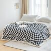 Sherpa Fleece Throw Blanket, Checkered Soft Thick Cozy Blanket for Couch/Bed, Black 51"x63" - Image 6