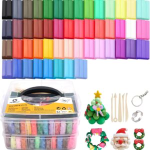 Polymer Clay – 50 Colors Modeling Kit for Kids with Sculpting Tools & Christmas Earring Supplies
