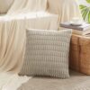 4-Pack Neutral Throw Pillow Covers - 18x18 Inch, Striped Corduroy for Living Room, Sofa, Rustic Farmhouse Boho Décor - Image 2