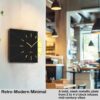 Mid-Century Modern Wall Clock – Square Black with Gold Accent, Battery Operated - Image 5