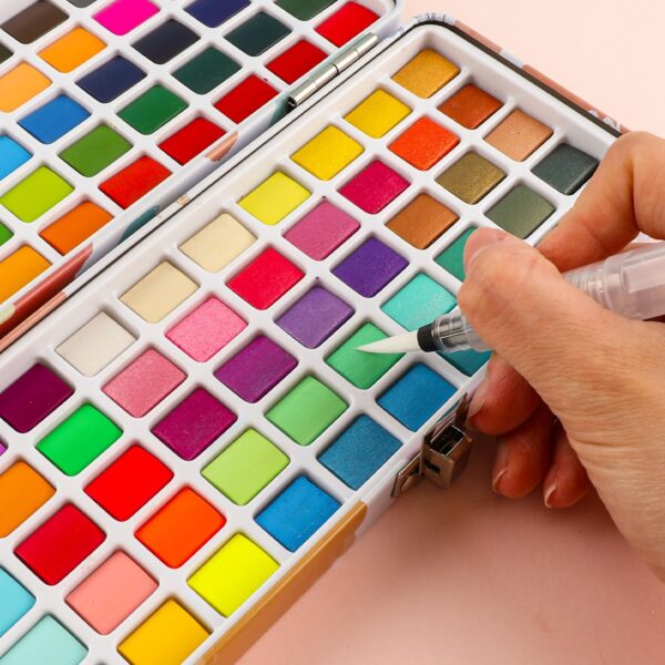 100-Color Watercolor Paint Set with Brush Pens & Accessories