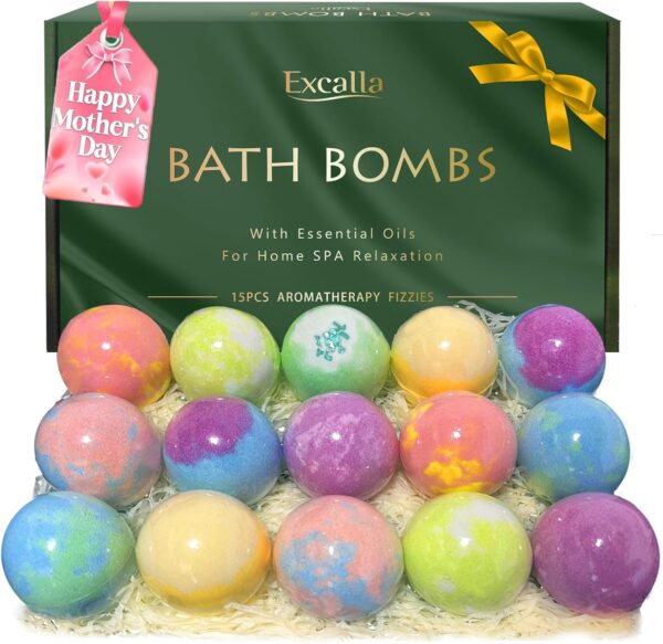 15-Piece Bath Bomb Gift Set – Handmade with Shea & Cocoa Butter, Spa Relaxing