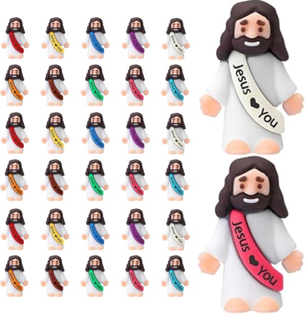 Mini Jesus Figures – Multicolor Religious Figurines, Bulk Set of 30 for Easter Egg Stuffers