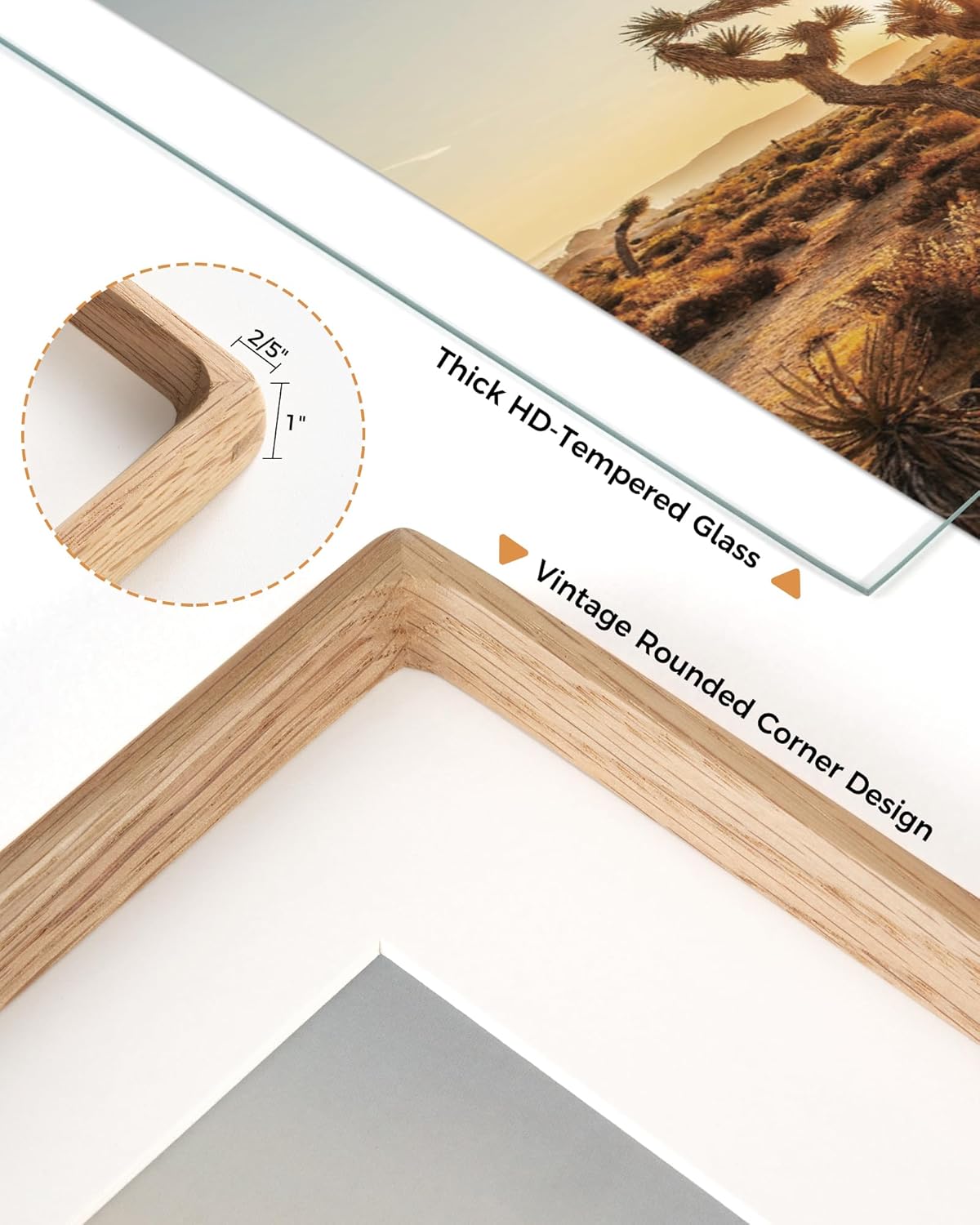 6x8 Oak Wood Picture Frame - Handcrafted with Real Glass, Displays 5x7 with Mat - Image 6