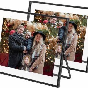 8x10 Floating Picture Frame (2-Pack) – Black, Tabletop Display, Fits 8x10, 6x8, 5x7 Photos