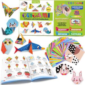 Origami Kit for Kids Ages 5-12, with Guide Book, 152 Papers with 72 Patterns for DIY Art and Craft Projects
