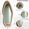 63" x 24" Wavy Full Length Mirror, Flannel-Wrapped Wooden Frame – Milk Tea - Image 3