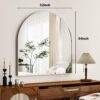32" x 34" Arched Bathroom Mirror – Wall-Mounted Aluminum Frame, Silver - Image 3