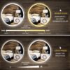 24" Round LED Bathroom Mirror, 3-Color, Dimmable, Memory, Backlit - Image 5