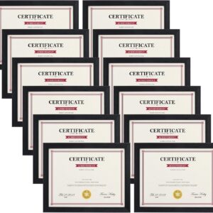 8.5x11 Black Picture Frame Set of 12 - Bulk for Certificates, Diplomas, Wall or Tabletop