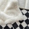 Sherpa Fleece Throw Blanket, Checkered Soft Thick Cozy Blanket for Couch/Bed, Black 51"x63" - Image 4