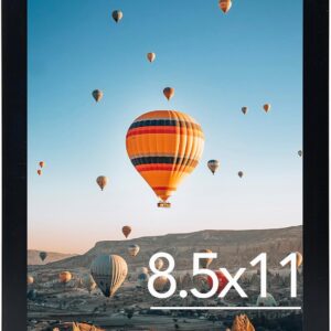 8.5x11 Black Picture Frame - Wall or Tabletop Display, Shatter-Resistant Plexiglass