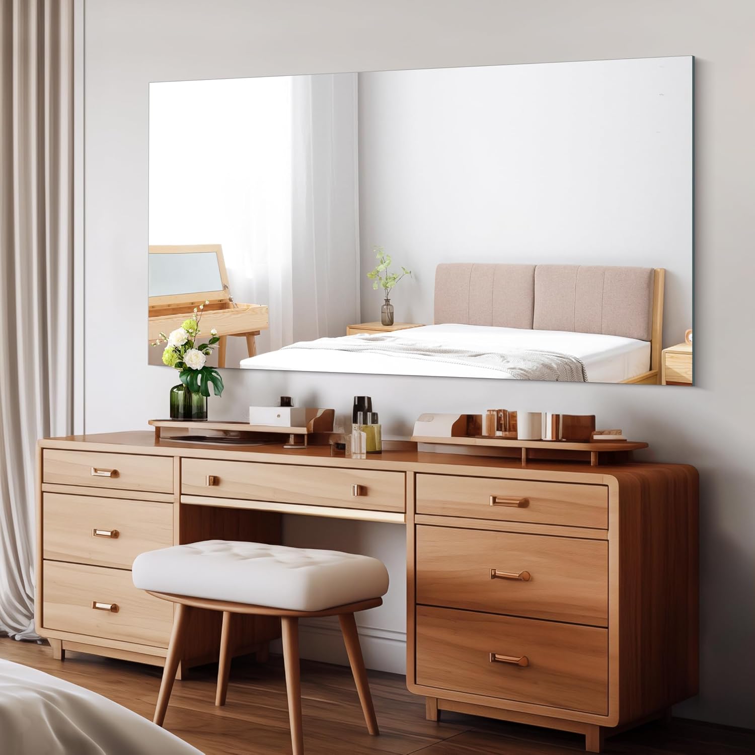 30" x 55" Frameless Bathroom Mirror – Shatterproof Rectangle with Polished Edge - Image 7