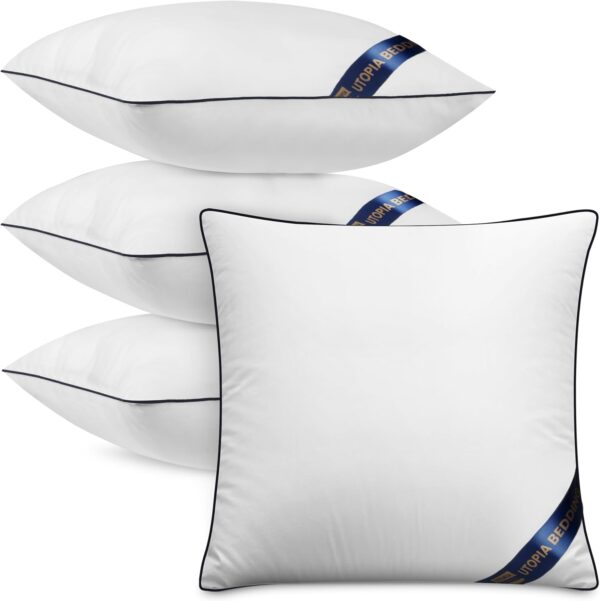 Pack of 4 Throw Pillow Inserts - 18x18 Inches Decorative Cushions for Sofa, Bed, Couch