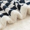 Sherpa Fleece Throw Blanket, Checkered Soft Thick Cozy Blanket for Couch/Bed, Black 51"x63" - Image 3