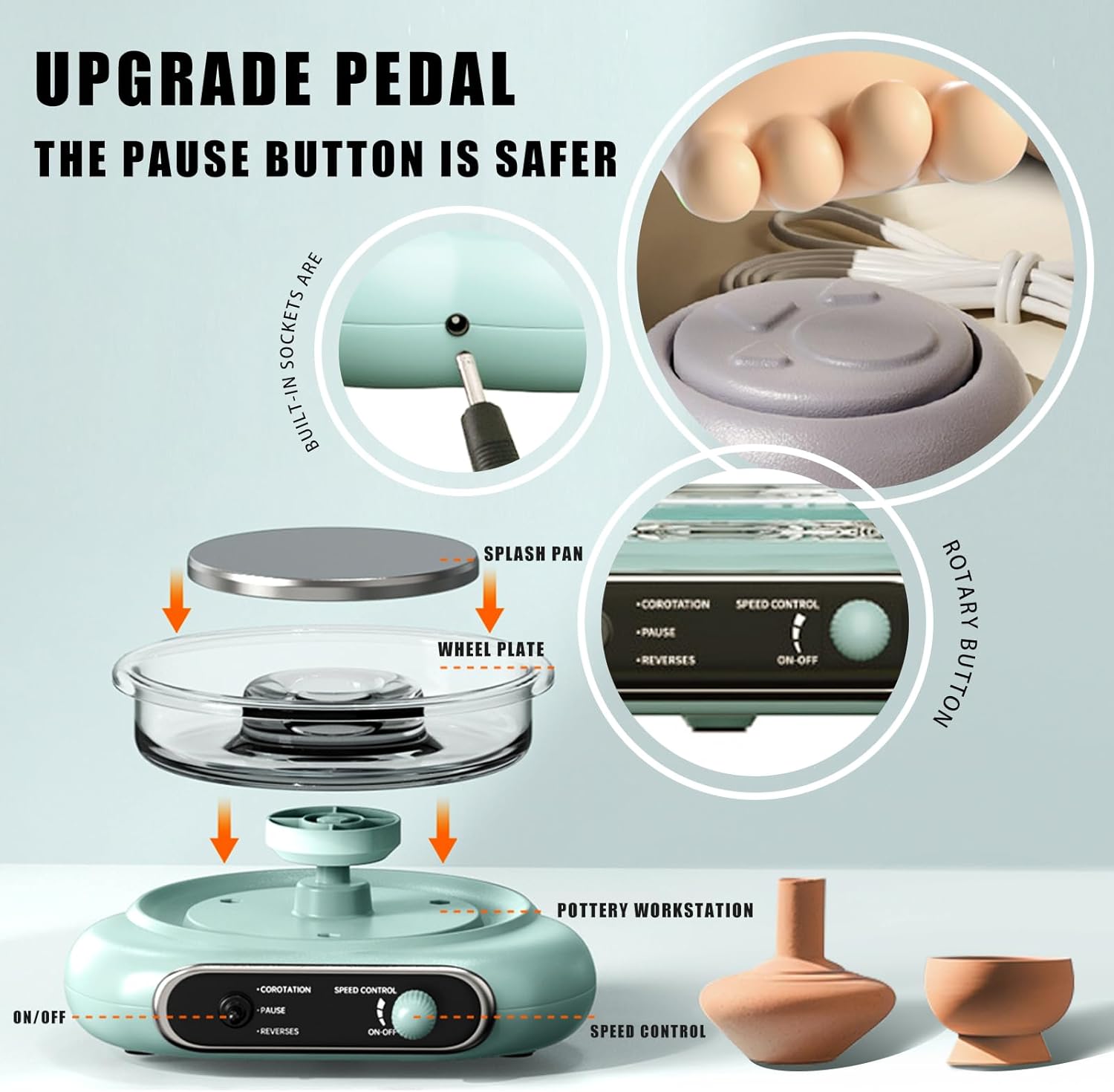Mini Pottery Wheel – 4.7" Electric Wheel with 8 Tools & 6 Clay Sets for Beginners - Image 7