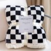 Sherpa Fleece Throw Blanket, Checkered Soft Thick Cozy Blanket for Couch/Bed, Black 51"x63" - Image 7