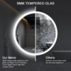 24" Round LED Bathroom Mirror, 3-Color, Dimmable, Memory, Backlit - Image 4