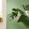 Trigg Hanging Planter Set of 2 - White/Brass Wall Vases for Succulents, Cactus, and Faux Plants - Image 7