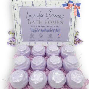 Lavender Dreams Bath Bomb Set – 12 Organic Floral Fizzies for Women