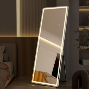 64" x 21" LED Full Length Mirror – Dimmable, 3 Color Lighting, Aluminum Frame, Wall Mounted