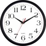 Black Non-Ticking Wall Clock – 12" Round Quartz