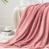 50"x60" 3D Ribbed Fleece Throw Blanket – Soft & Cozy, Pink - Image 5
