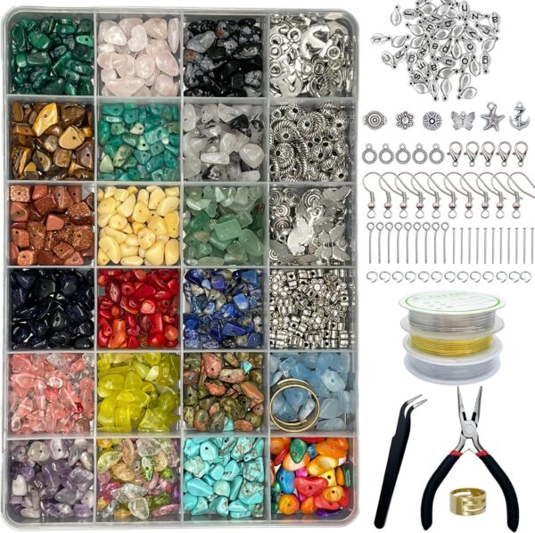Jewelry Making Supplies Kit - 1587pcs Beads, Crystal Beads, Pliers, Wire, Hooks, Rings, and Bracelets for Girls and Adults