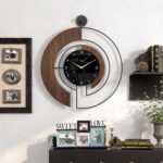22" Modern Walnut Marble Wall Clock – Silent, Wood & Metal Frame