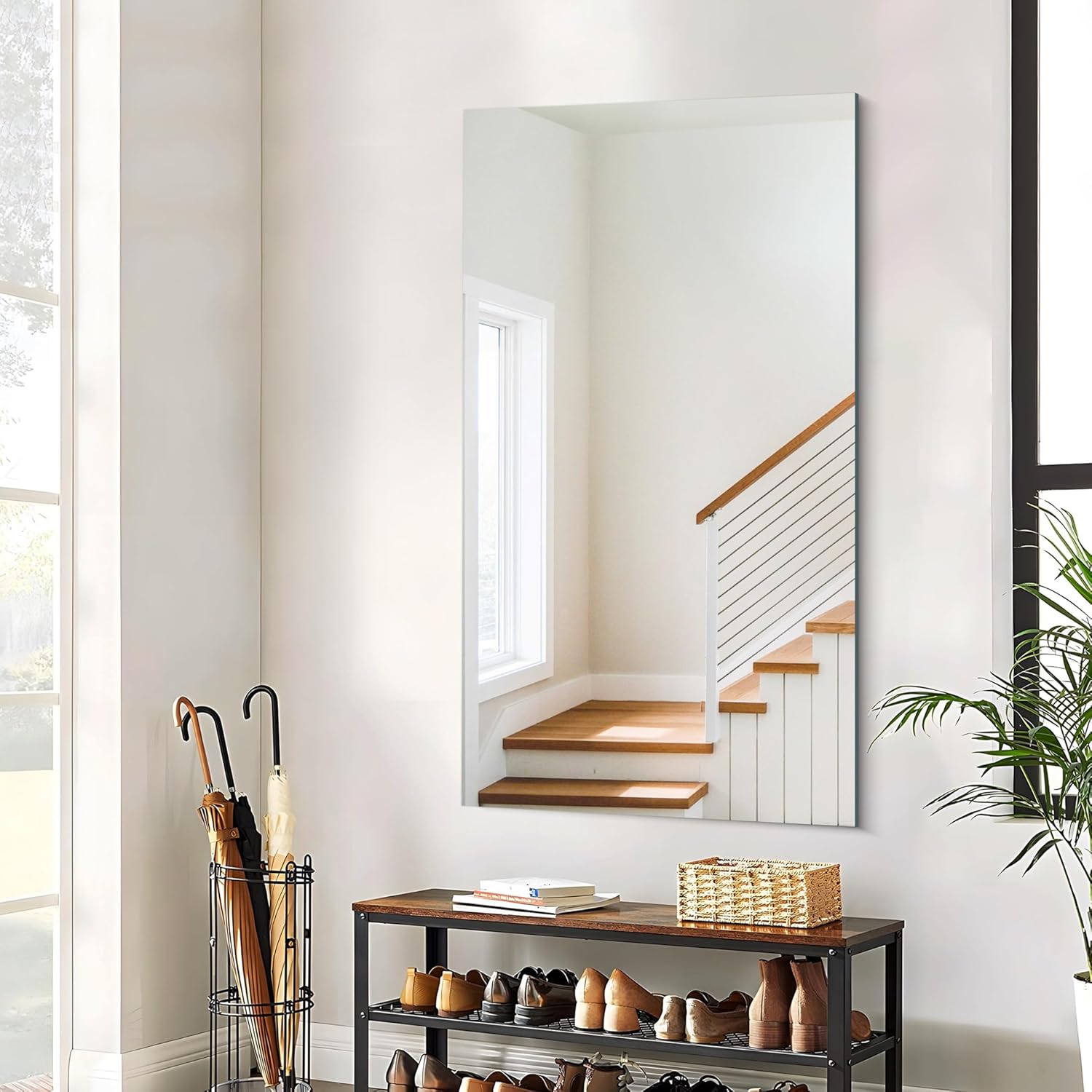 30" x 55" Frameless Bathroom Mirror – Shatterproof Rectangle with Polished Edge - Image 3