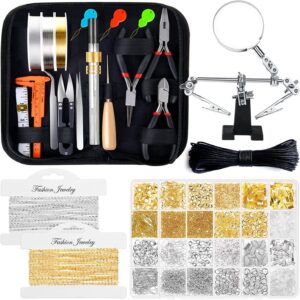 Jewelry Making Supplies Kit for Adults with Tools, Charms, Wires, Findings, and Helping Hands