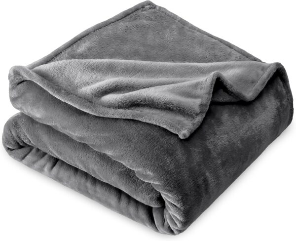 Grey Fleece Micro plush Blanket – Full/Queen, Ultra Soft & Lightweight