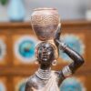 African Lady Statue – Antique Wood stone Figurine for Tabletop & Bookshelf Décor - Image 5