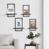 Set of 2 Square Floating Shelves - Black Framed Wood Plant Holders, Modern Chic Wall Décor for Living Room, Bedroom, Office - Image 2
