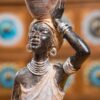 African Lady Statue – Antique Wood stone Figurine for Tabletop & Bookshelf Décor - Image 4