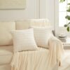4-Pack Neutral Throw Pillow Covers - 18x18 Inch, Striped Corduroy for Living Room, Sofa, Rustic Farmhouse Boho Décor - Image 3
