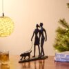 Couple & Dog Cast Iron Sculpture – Romantic Metal Art Decor, Family Love Statue - Image 3