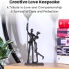 Handcrafted Iron Couple Sculpture – Bronze Metal Love Statue, Romantic Home Decor - Image 3