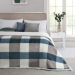 60"x80" Sherpa Fleece Throw Blanket – Reversible Flannel, Grey/Soft Blue