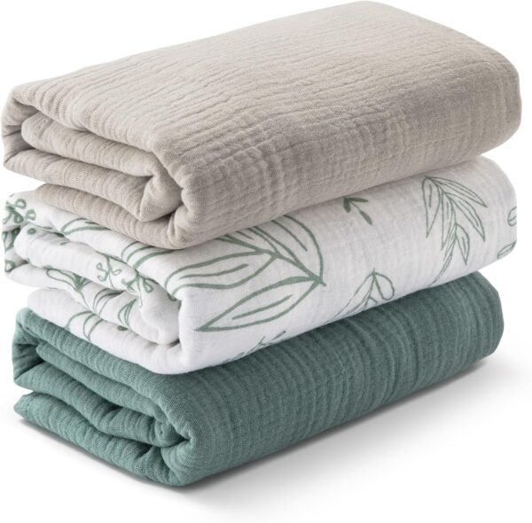 3-Pack Muslin Swaddle Blankets – Soft, Breathable, 38"x40", Bright Colors