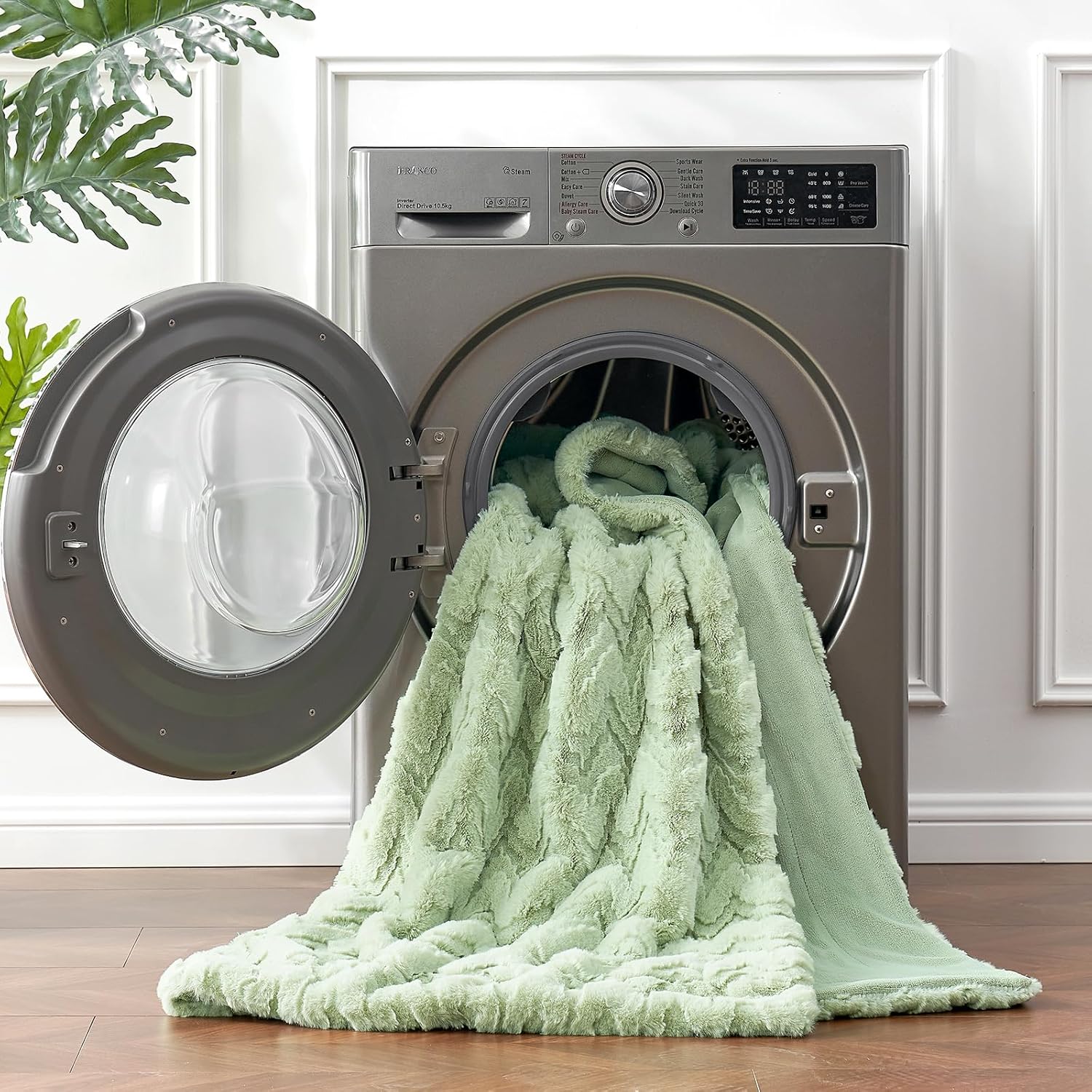 50"x60" Sage Green Faux Fur Throw – Ultra Soft & Fuzzy, Boho Style for Couch or Bed - Image 8