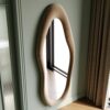63" x 24" Wavy Full Length Mirror, Flannel-Wrapped Wooden Frame – Milk Tea - Image 5