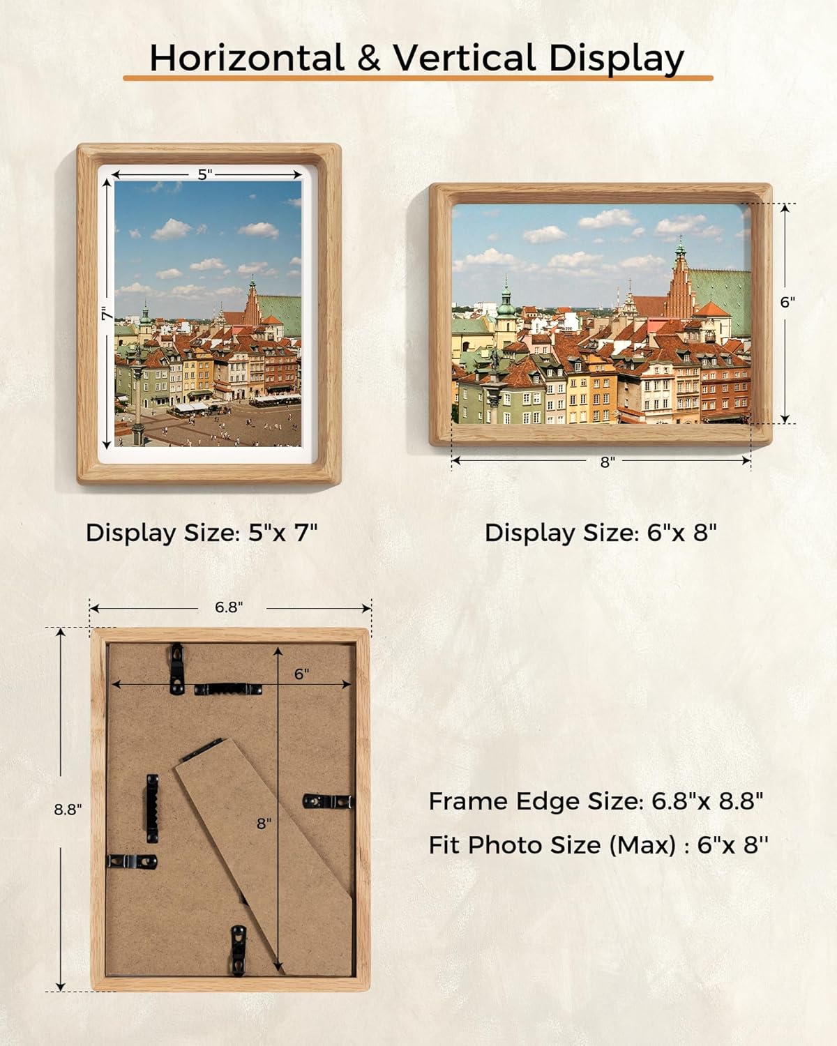 6x8 Oak Wood Picture Frame - Handcrafted with Real Glass, Displays 5x7 with Mat - Image 4
