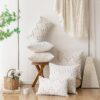 Boho Throw Pillow Covers 18x18, Set of 2 – Neutral Textured Farmhouse Cushion Cases, Beige & Khaki - Image 2