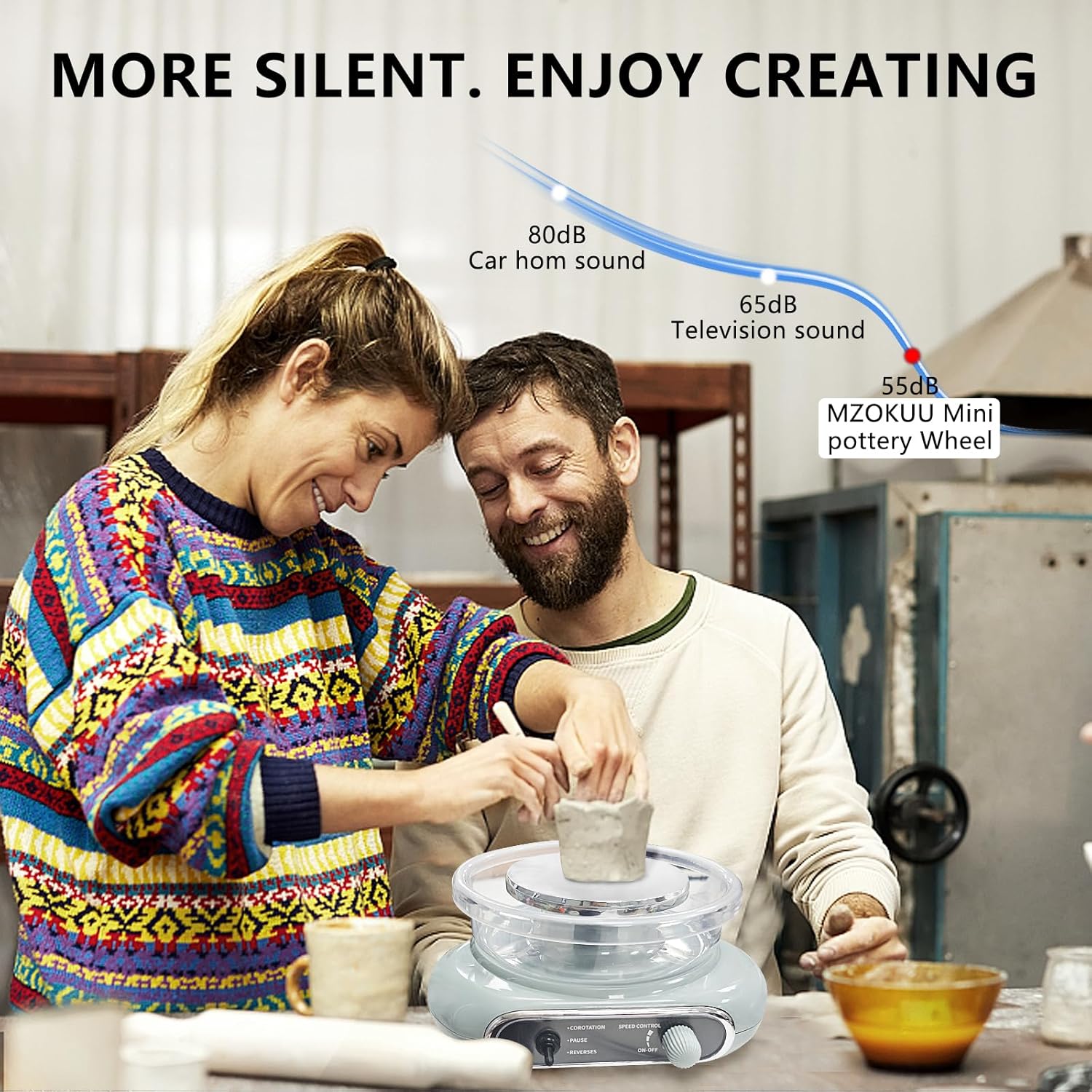 Mini Pottery Wheel – 4.7" Electric Wheel with 8 Tools & 6 Clay Sets for Beginners - Image 3