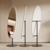 55" x 18.5" Oval Full Length Mirror with Black Stand – Flannel-Wrapped Frame - Image 2