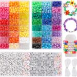 3960 Pcs Pony Beads Kit – 48 Colors Plastic & Letter Beads for Jewelry Making