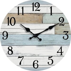 8-Inch Coastal Wall Clock – Silent, Battery Operated, Rustic Design