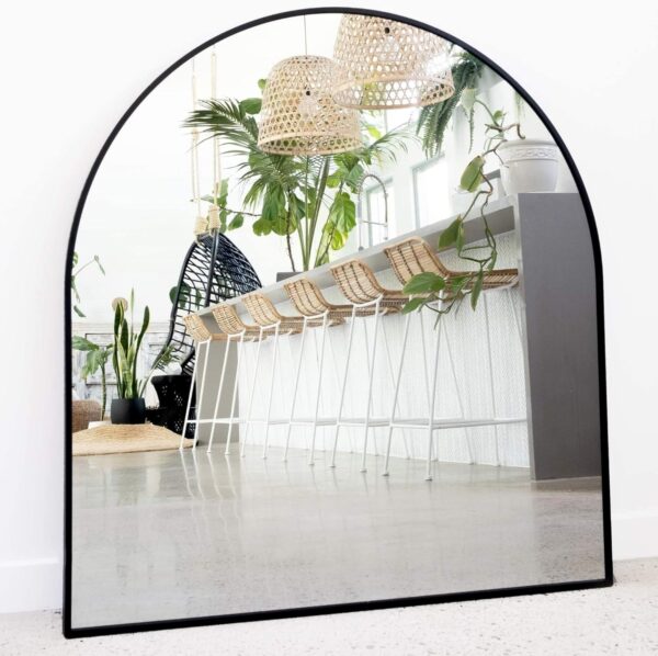 33" x 31" Black Arched Mirror – Half Circle Mantel & Dresser Mirror