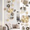 35"x20" Large Ginkgo Leaf Wall Clock – 3D Metal Design, Silent Movement - Image 4